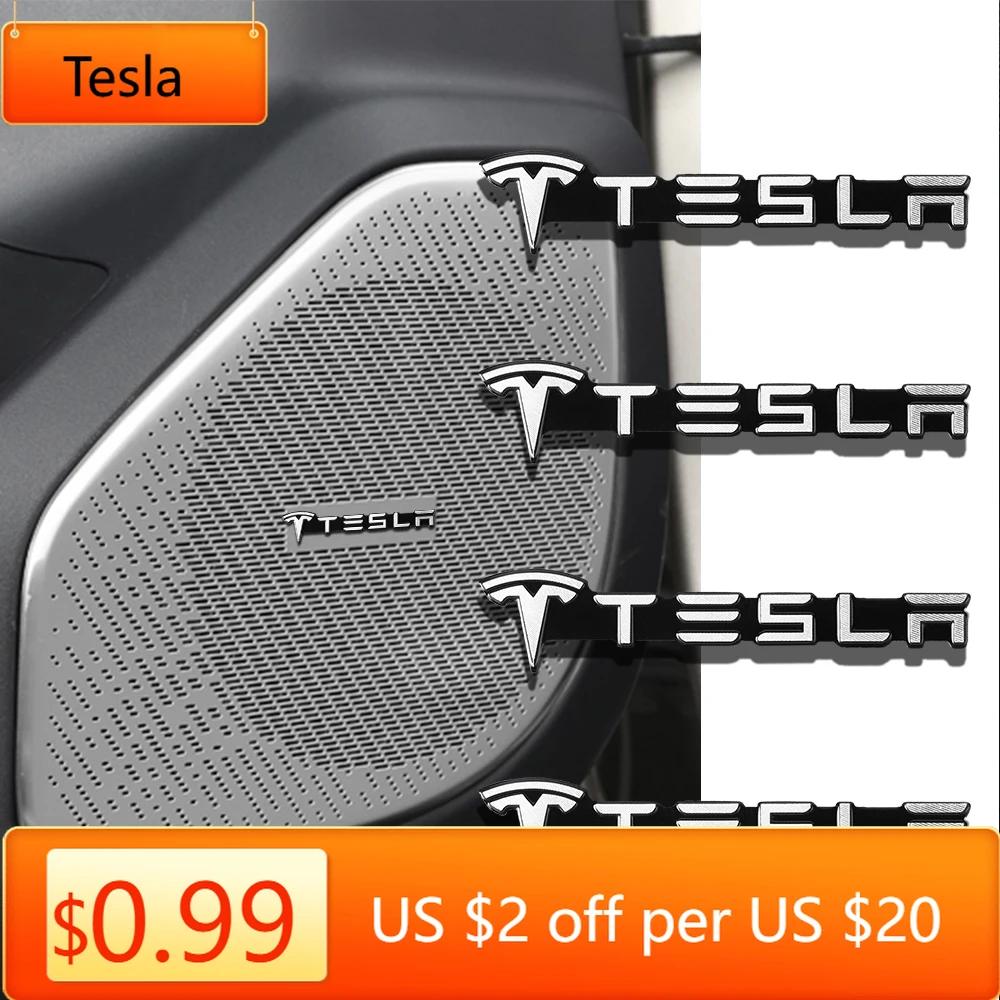 Autocolant Auto Tesla 2/4 Bucăți Logo Aluminiu 3D Insigne Audio pentru Sunet Auto Autocolante Decal Difuzor Pentru Tesla Model 3 Mod Bobină SpaceX Model X