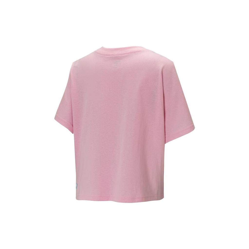 Adidas Solid Color Round Neck Pullover Short Sleeve Raglan T-Shirt Women Tops Pink HB1202