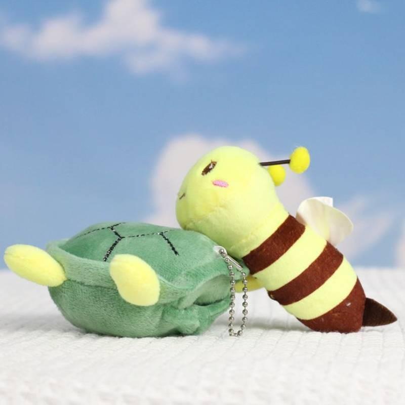 Adorable Plush Turtle Bee Keychain Soft Crystal Velvet Stuffed Animal