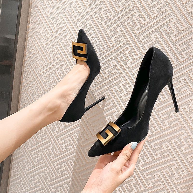 High Heels Women's 2025 Autumn and Winter New Professional Black Socialite Versatile French Temperament Pointed Head Shallow Mouth Stiletto Shoes