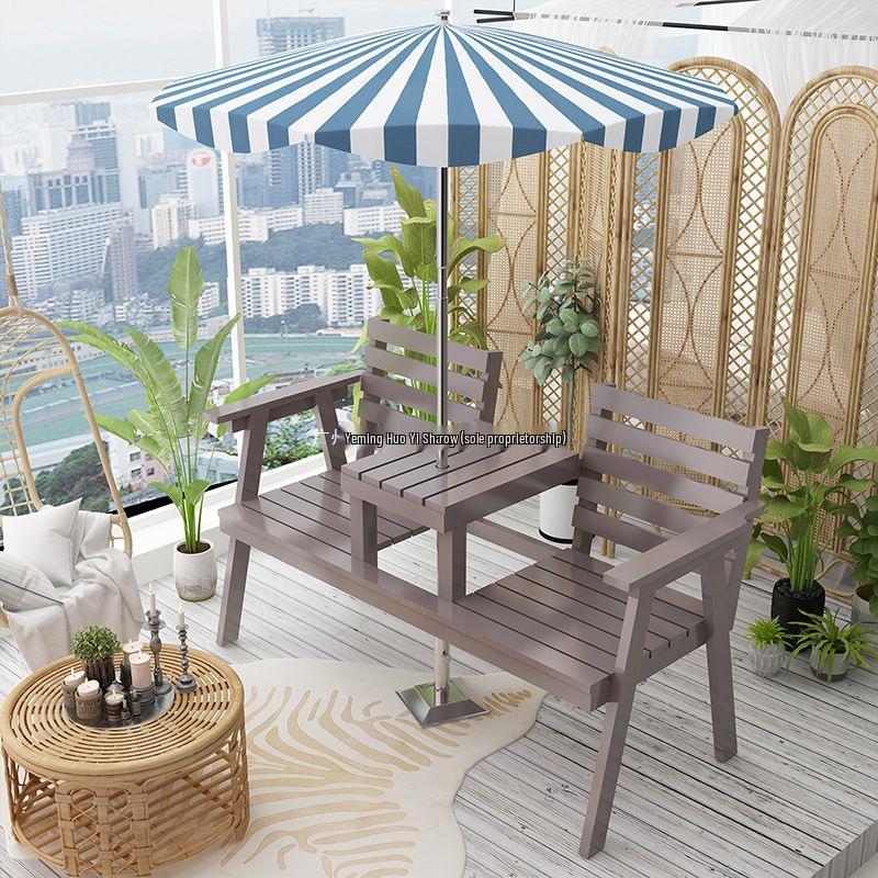 Solid Wood Outdoor Folding Bench Chair for Garden, Courtyard, or Balcony