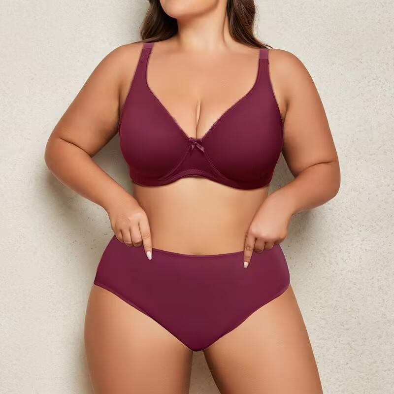 

Однотонное нижнее белье для женщин, комплект бюстгальтера большого размера, чашка D, XL 2XL 3XL 4XL 5XL 6XL, бюстгальтеры с полной чашкой и ультратонкие трусики 85D чёрный