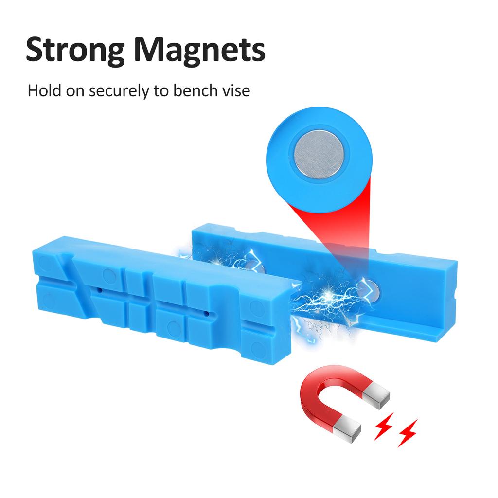 2 stk Magnetisk beskyttelseslist for skrustikkekjever, Sklisikre puter for skrustikkekjever, Myke kjever for benk