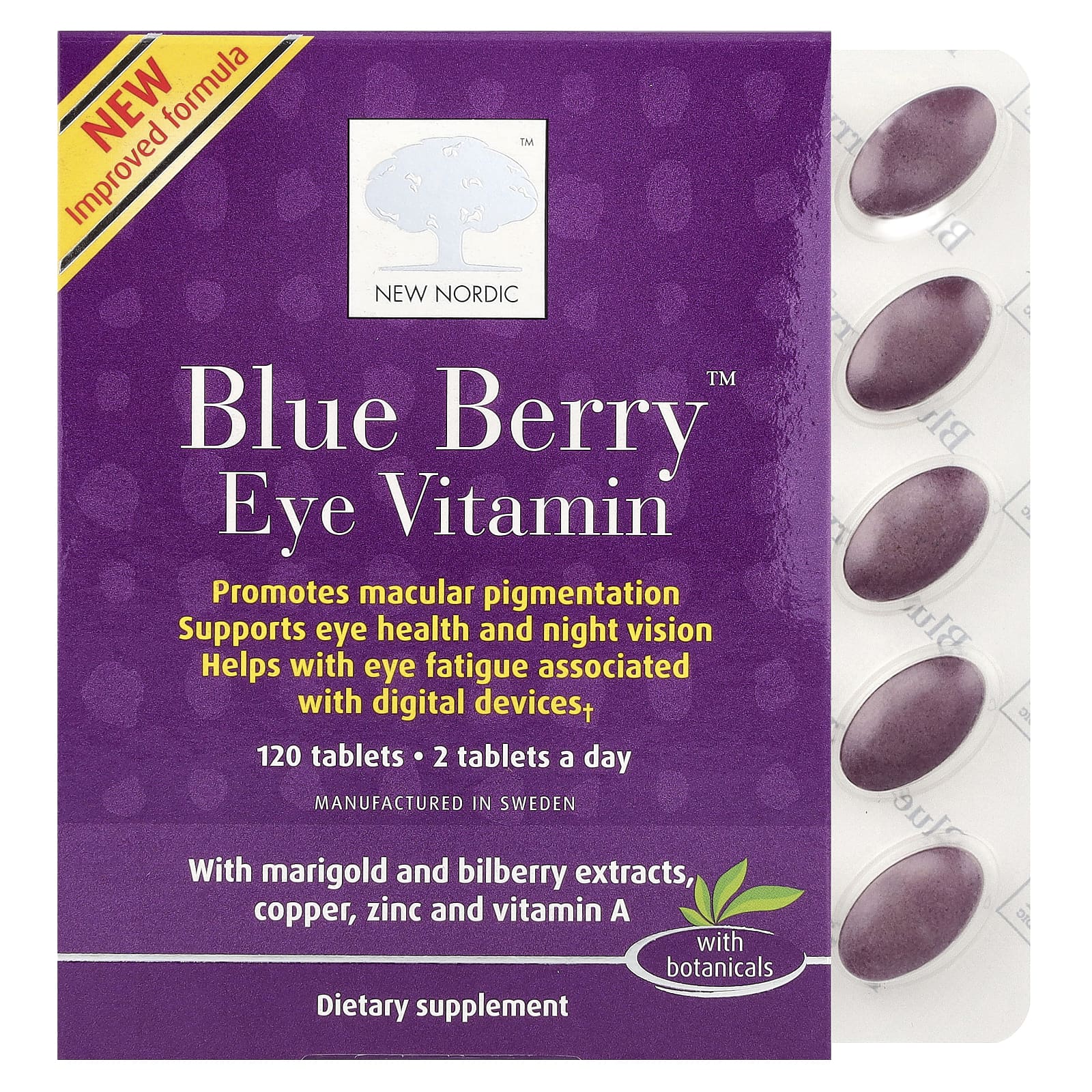 

New Nordic, Вітамін для очей Blue Berry™, 120 таблеток