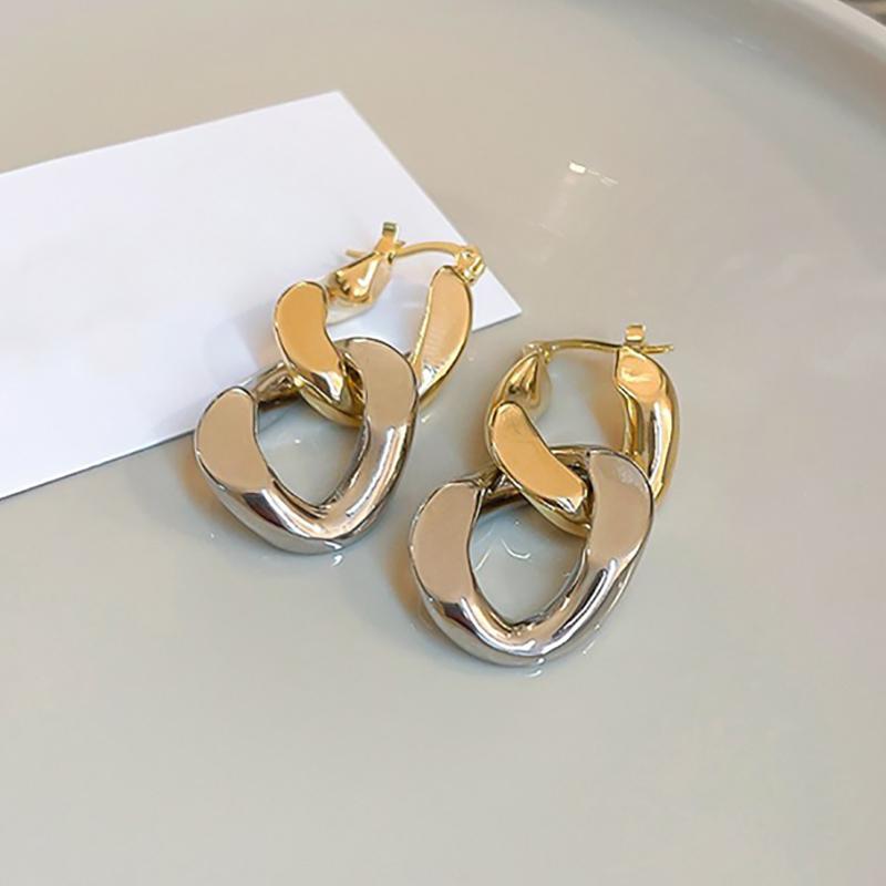 Foxanry Bicolor Earrings For Women Minimalist Vintage Elegant Party Jewelry Accessories Gifts