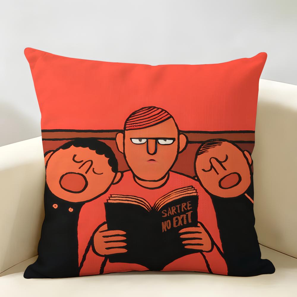 Aesthetic Art JJeanJullien Cushion Cover Natural Linen Organic Fabric DoubleSided Printing Room Sofa Decor Pillow Case