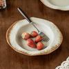 Coarse Pottery Straw Hat Plate Retro Style Ceramic Plate Household Tableware Vegetable Plate Pasta Plate Lace Fruit Salad Plate