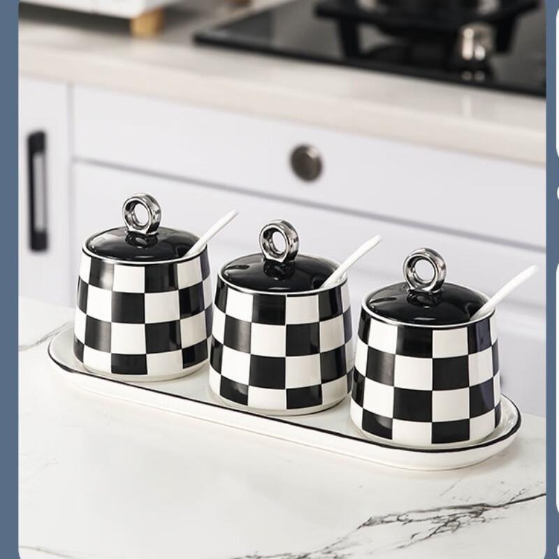 Qianxing Ceramic Seasoning Jar Set with Tray