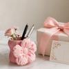 3D Printed Silk Flower Pen Holder, Cute Puff Flower Desk Organizer, Makeup Brush Storage, Vase Decorative Gift for Students Girls