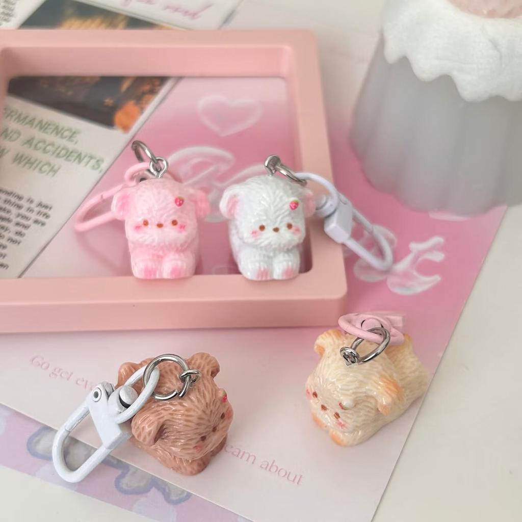 Creative 3D Resin Puppy Keychain - Cute Cartoon Teddy Bag Charm