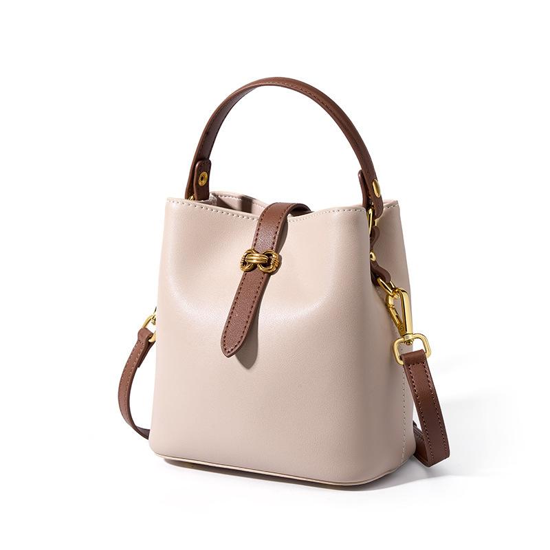 Ladies' High-end Handbag, New Bucket Bag, Niche, Versatile, Casual, Contrasting Color Single Shoulder Crossbody Bag