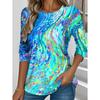 Tops for Women Distressed Floral Print Round Neck Long Sleeve T-shirt Fall Casual Slim Pullover Women's Long Sleeve Top