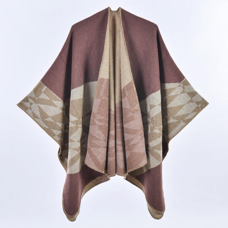 Neuer Herbst- und Winter-Damen-Schal geometrisches Muster Imitation Kaschmir Verdickt Warm Geteilter Umhang Schal E-Commerce-Großhandel