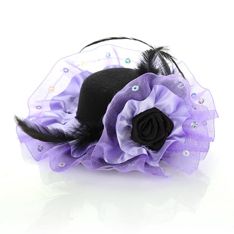 Girls' Performance Feather Flower Headpiece - Small Top Hat Hair Clip Accessory for Dresses