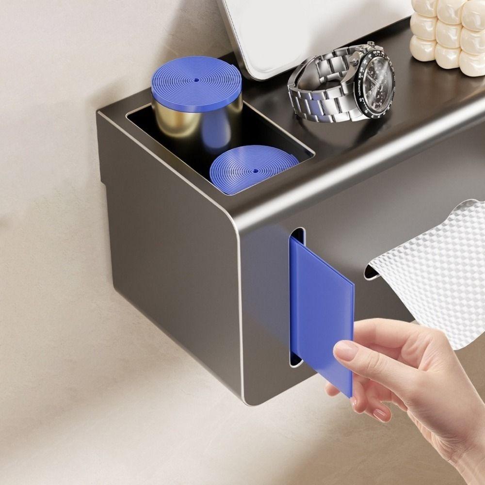 Carbon Steel Toilet Paper Holder Wall Mounted Waterproof Toilet Paper Box Punch Free with Trash Bag Holder Tissue Rack Washroom