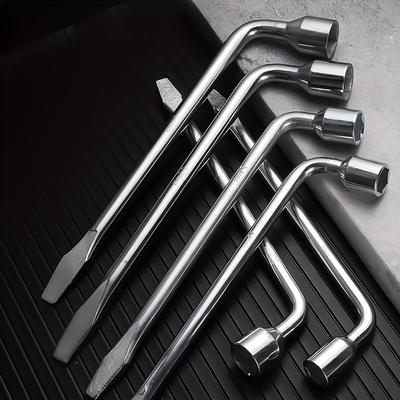 1 Stück Auto Ersatzrad Radmutternschlüssel für Wagenheber - L-Typ Sechskant 17/19/21mm Schlitzende Steckschlüssel Reparaturwerkzeug