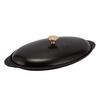 Staub Shallow Oval Serving Dish with Lid, 31cm, Enamel Pot, Shallow, Induction and Oven Safe, 1332125/40509-400-0, Black