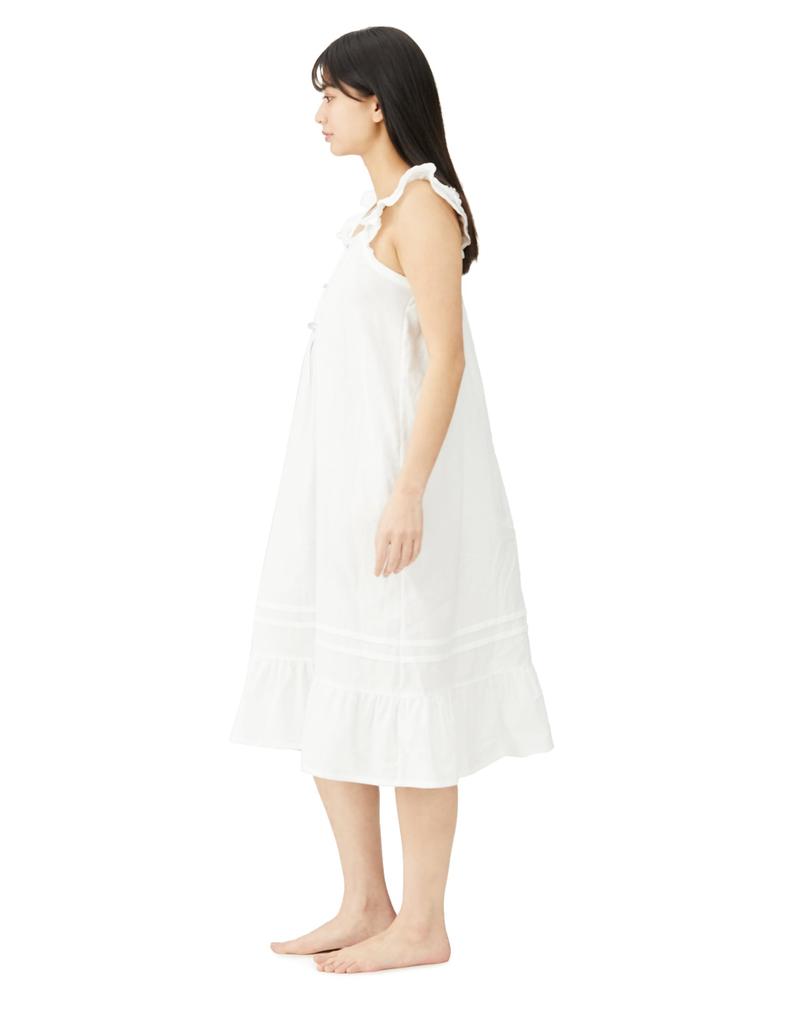 Nightshirt Gauze Rose Ribbon Dress White [Narue] 50/Double Women's M-L