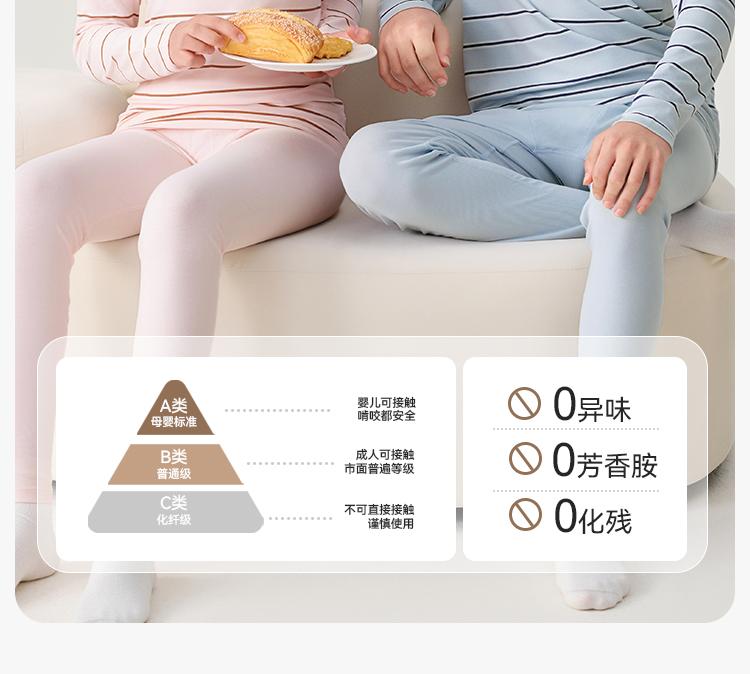 Yingshi Boys and Girls Autumn and Winter Striped Versatile Round Neck Skin Friendly Autumn Clothes and Underwear Set