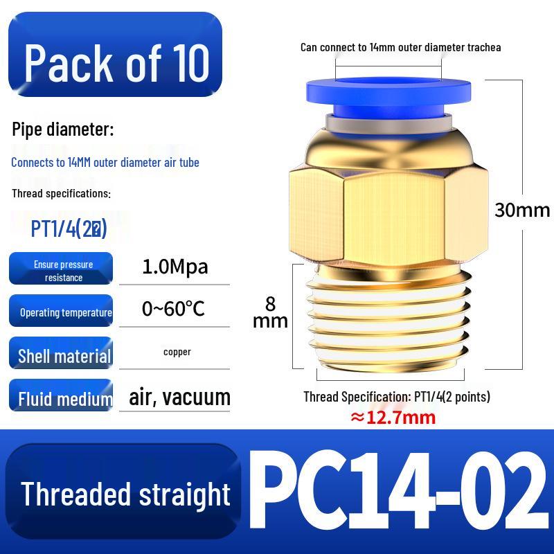 Pneumatic Quick Coupler: 4/6/8mm PC Male Air Hose Connector, Metric Coarse Thread M5/M6/02