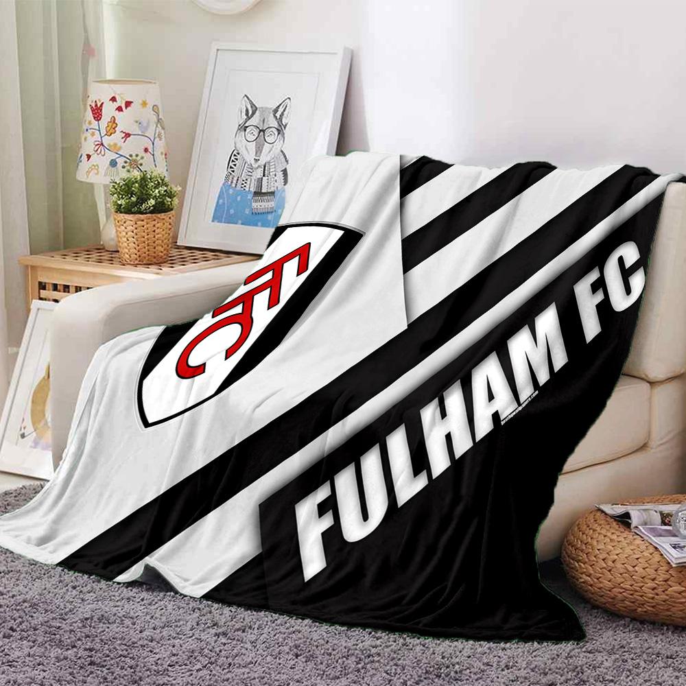 Fulham Football Crest Flannel Blanket, Soft Polyester, Modern Design, All-Season for Camping, Travel, Gifts for holidays or birthdays