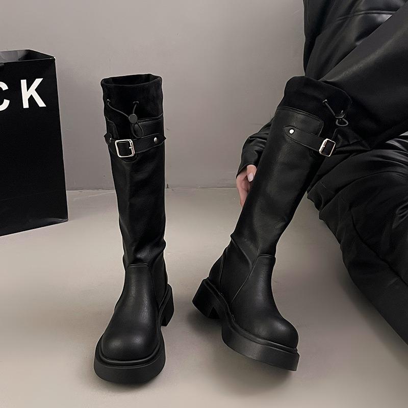 Autumn and winter new muffin bottom round head fashion casual long women's boots tide