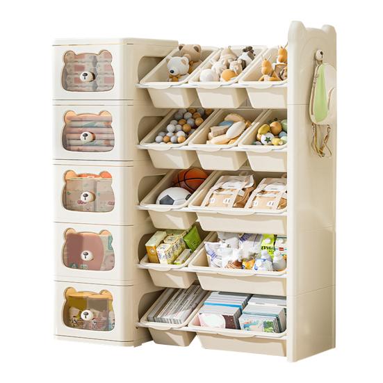 Toy Storage Organizer Toy Storage Boxes with Multi-Box Shelf Nursery Storage Bins And Bookshelf with Hook for Kids Bedroom Playroom