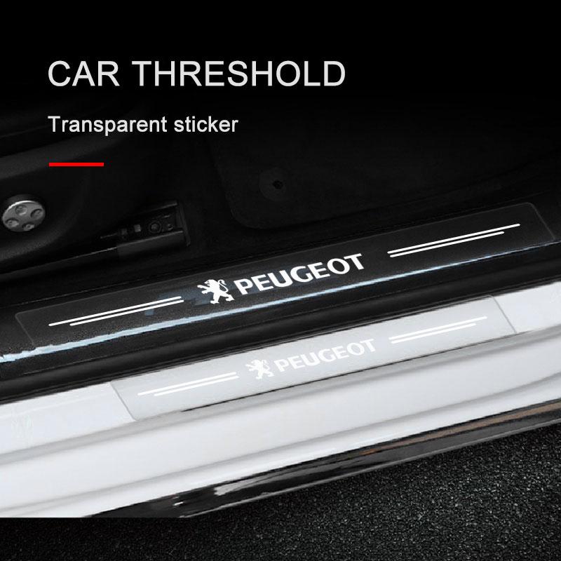 4X Auto Schwellerschutz Transparent Dekorative 3D Aufkleber Für Peugeot 308 408 508 RCZ 208 3008 2008 206 207 108 406 407 408 206 207 208 306 307