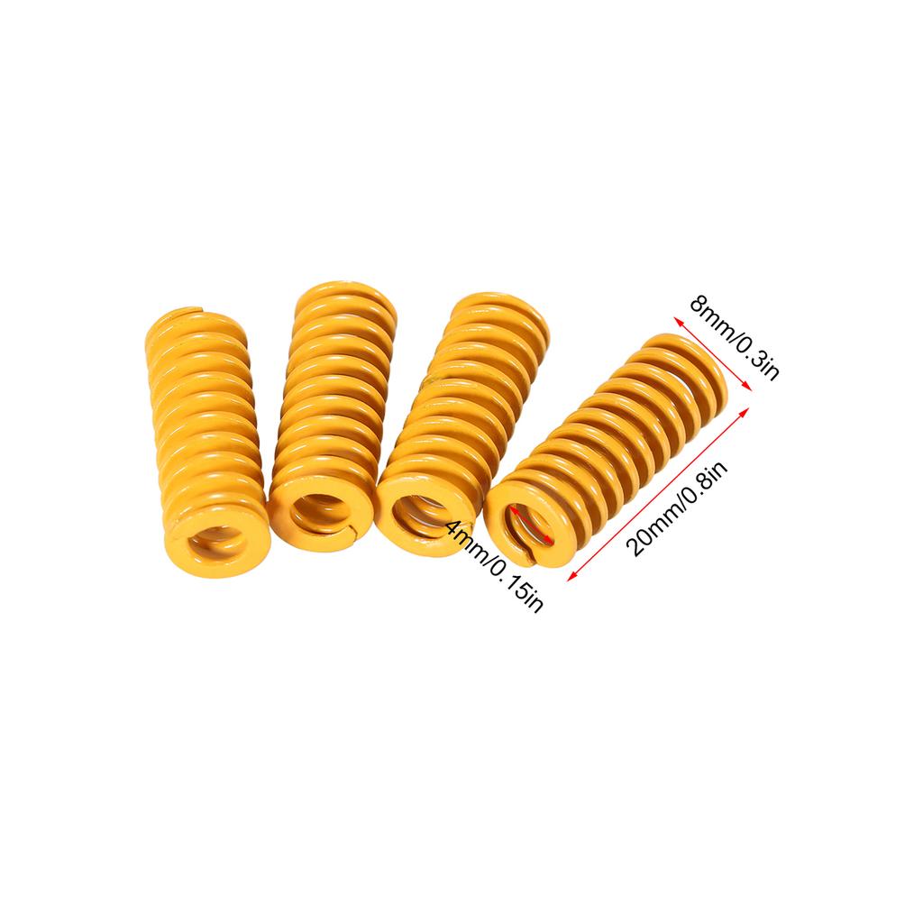 4pcs Upgrade Heated Bed Die Spring Compression Spring Length 20mm OD 8mm ID 4mm Compatible with Anet A8 A6 ET4 ET5