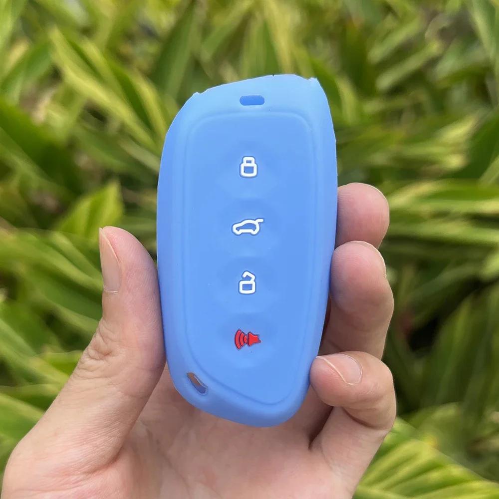

Rubber Car Key Fob Cover Silicone Protector Case for Haval Beast X Dog XY 4 Button Remte Car Accessories Keychain Holder Shell світло-синій колір