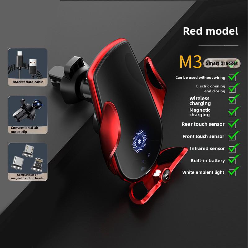 

Волшебный зажим M123: Беспроводное автомобильное зарядное устройство и держатель для телефона с автоматическим зажимом M3 Battery Version красный