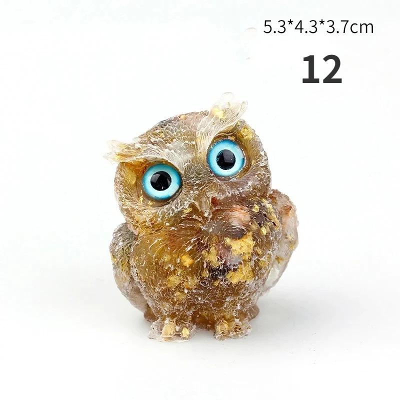 1PCS Crystal Stone Owl Animal Crafts Hand Made Small Figurines DIY Resin Table Decor Home Decor Girls Gifts