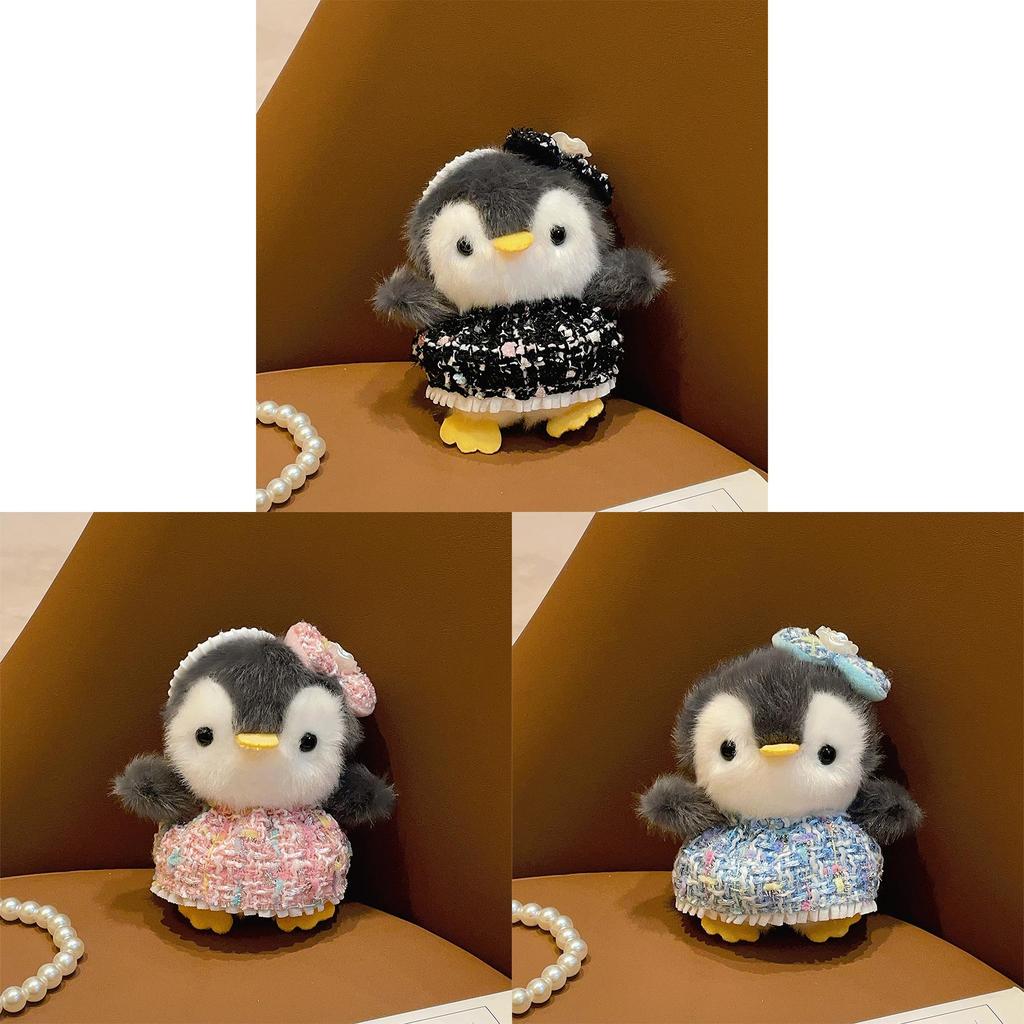 Plüsch-Pinguin-Schlüsselanhänger mit rosa Kleid für Kinder, zum Kuscheln und Spielen