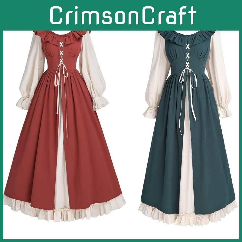 Exquisite Long Sleeve Irish Renaissance Dress For Women In Vibrant Color Options Perfect For Any Occasion