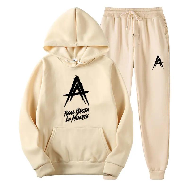 Anuel AA Album Real Hasta La Muerte dres męski Casual 2 częściowe zestawy bluza z kapturem spodnie dresowe zestaw najlepszy strój odzież damska