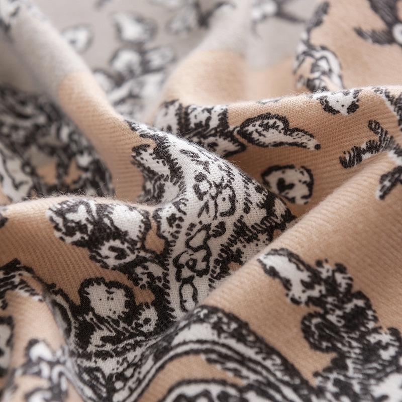 Retro Etniczny Styl Kolor Blokowy Drukowany Szalik Dla Kobiet Świeży Słodki Pomyślny Wzór Szal Modny Ciepły Miękki Szalik