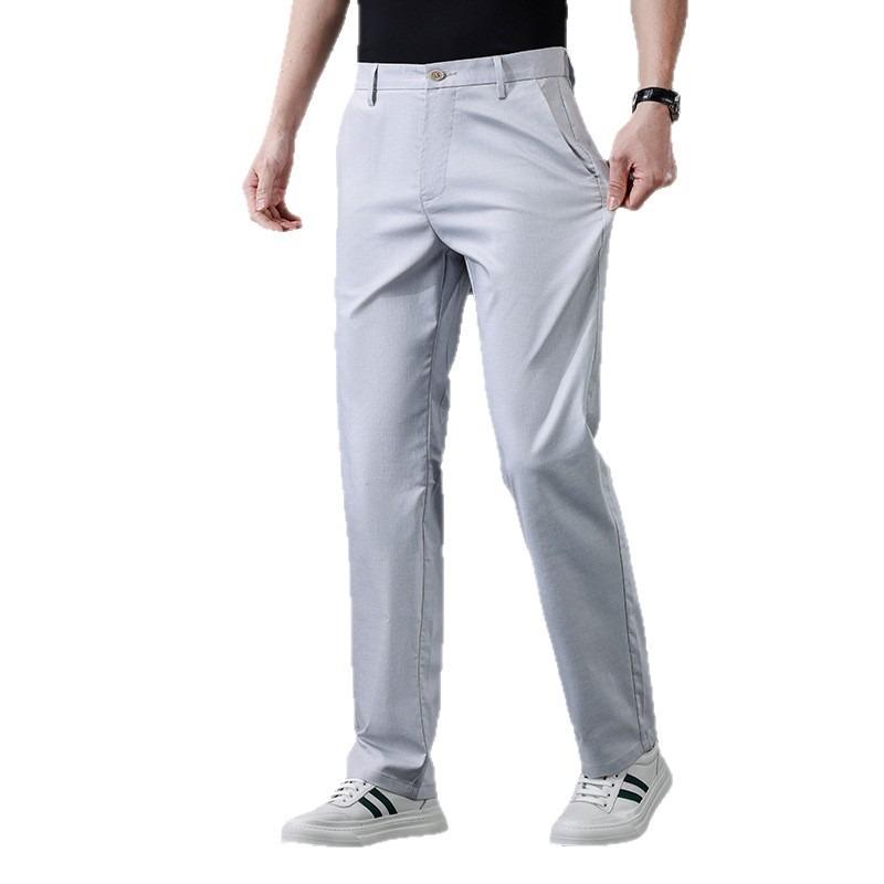 Men's Casual Pants Business Drape Breathable Spring and Autumn New Fashion Versatile Slim Straight Pants Green Pants Men