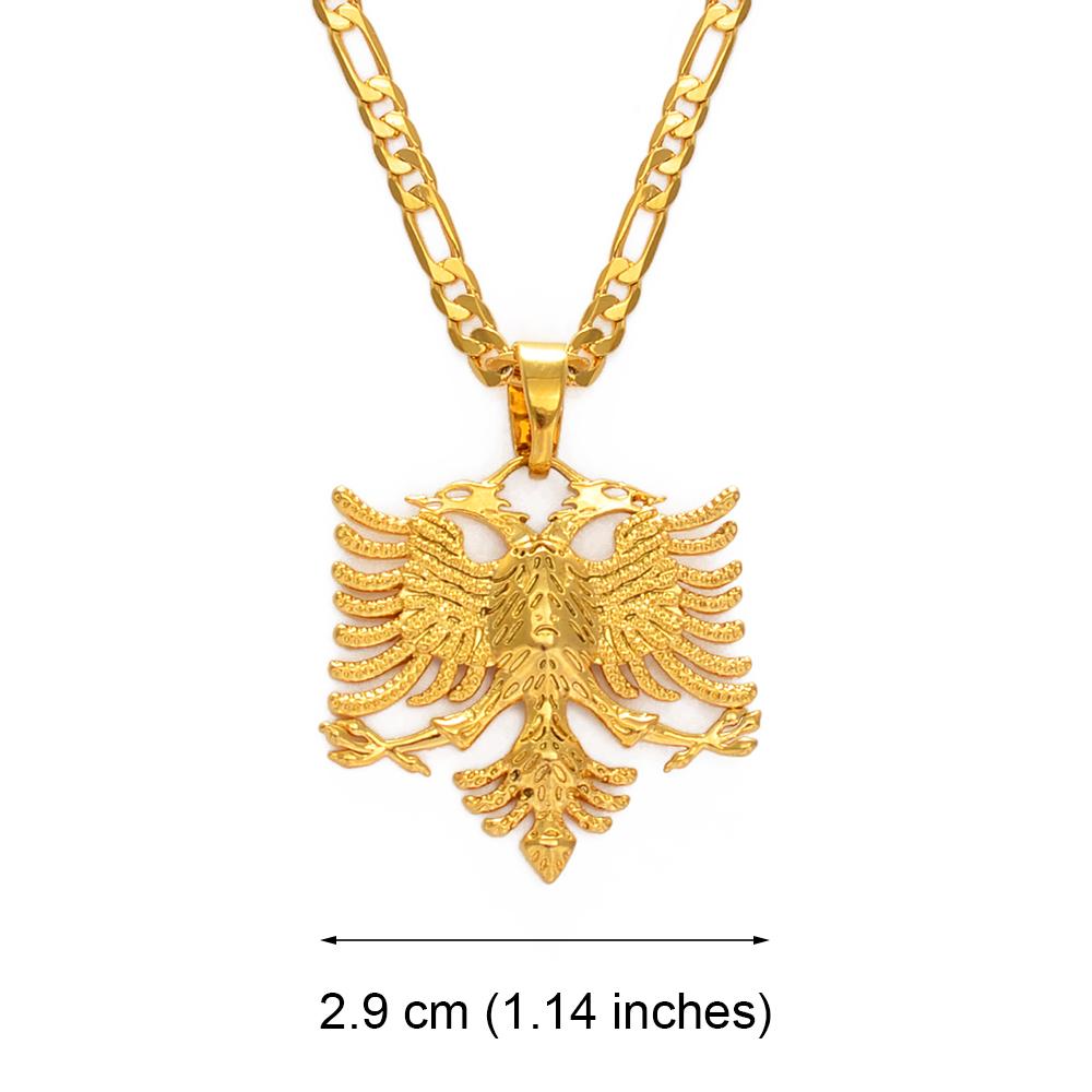 Collane Pendente Aquila Albanese Anniyo per Uomo Donna Colore Argento/Colore Oro Gioielli Albanesi Etnici Kosovo #233406