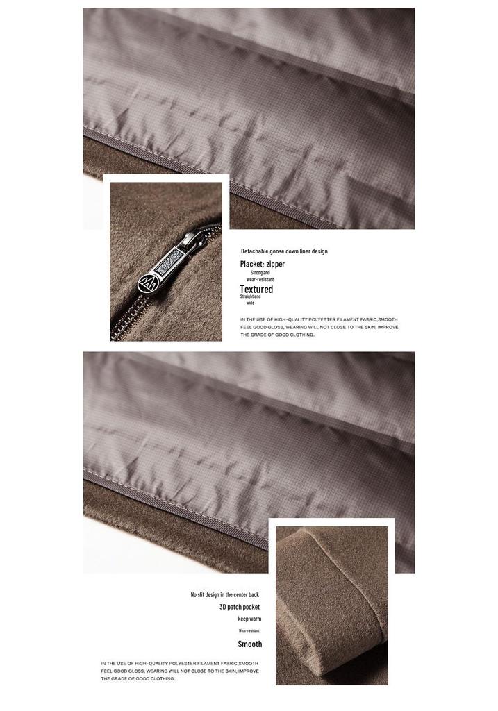 Men's 2025 Autumn/Winter Hooded Wool Coat with Detachable Down Liner - Youth Business Double-Sided Short Jacket.