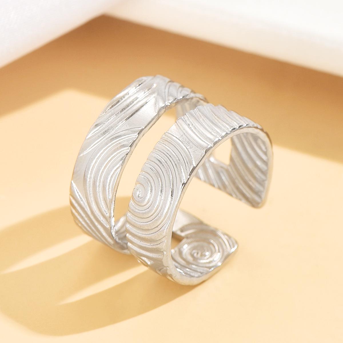Chic Geometric Spiral Stainless Steel Retro Ring