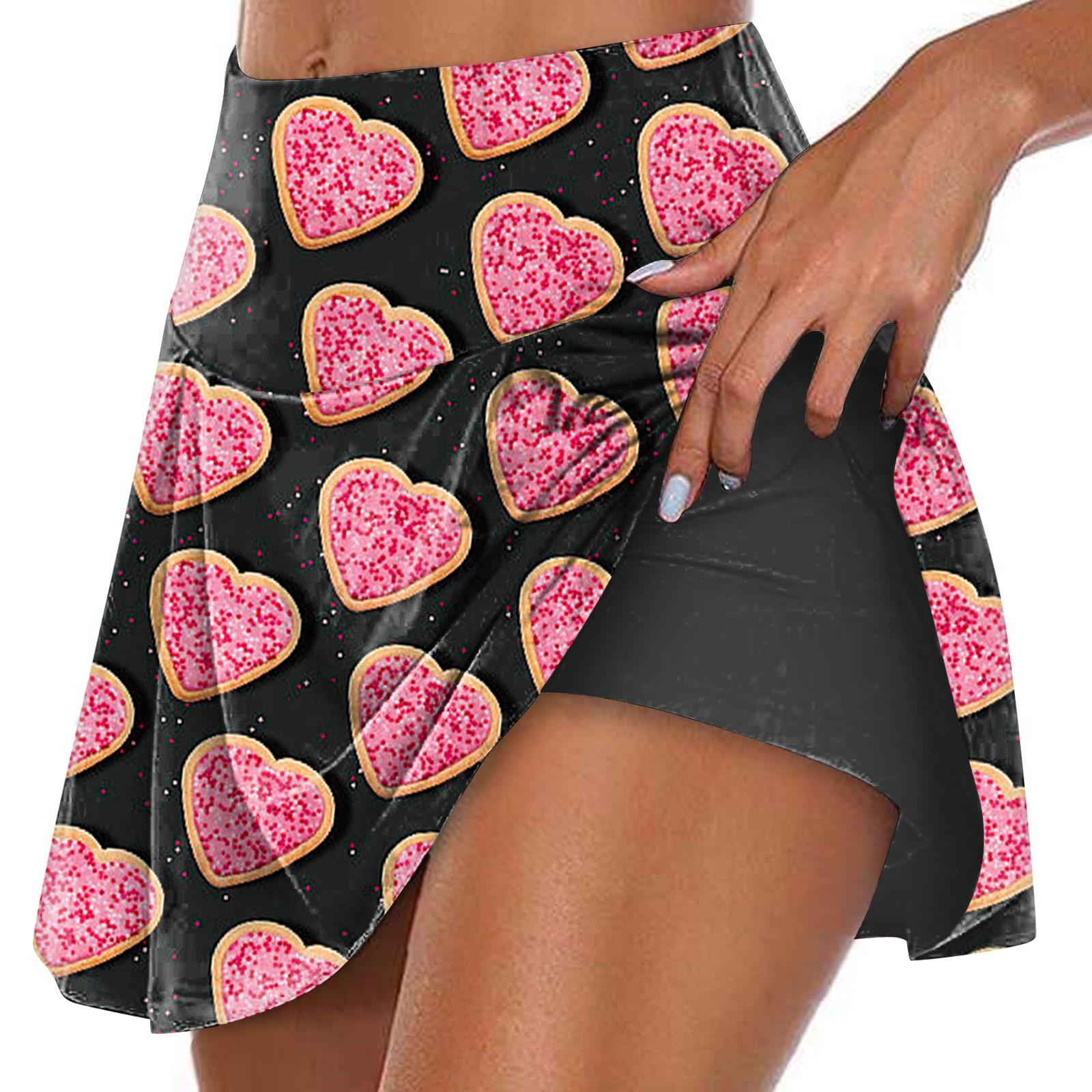 

Женская спортивная эластичная теннисная юбка с принтом и высокой талией, плиссированные двухслойные леггинсы, короткая юбка L чёрный