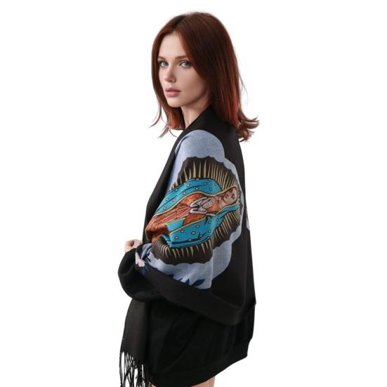 Jungfrau Maria Schal Stola Weicher Kaschmir Warmer Wickel Quasten Schals Winter Leichte Decke Vielseitiges Religiöses Accessoire