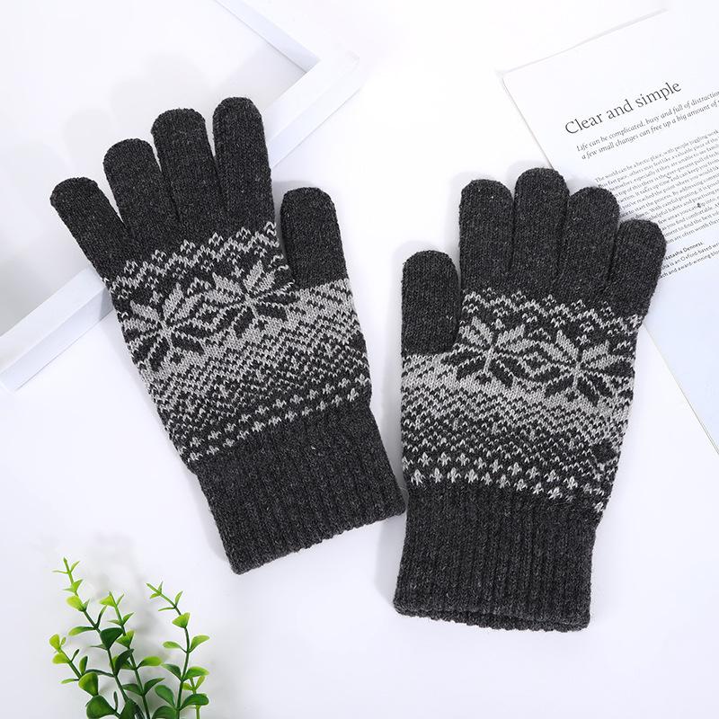 Winter warm snowy knitted five-finger gloves split-finger gloves adult gloves