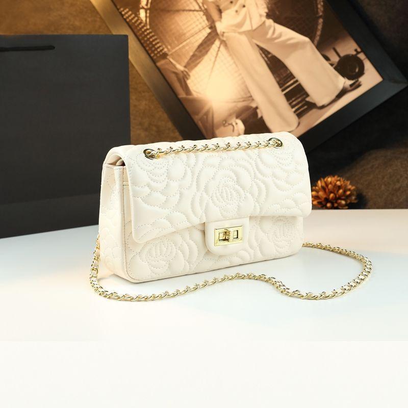 Camellia Premium Texture Chain Bag Light Luxury Design Shoulder Messenger Bag Commuter Versatile белый