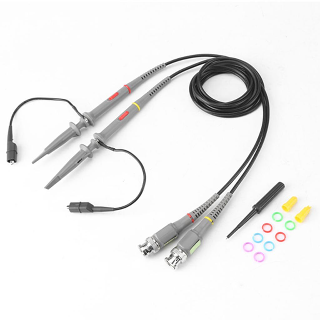 2pcs Precision BNC Oscilloscope Probe Kit 100Mhz Scope Clip 1X   10X Switchable Test Cable