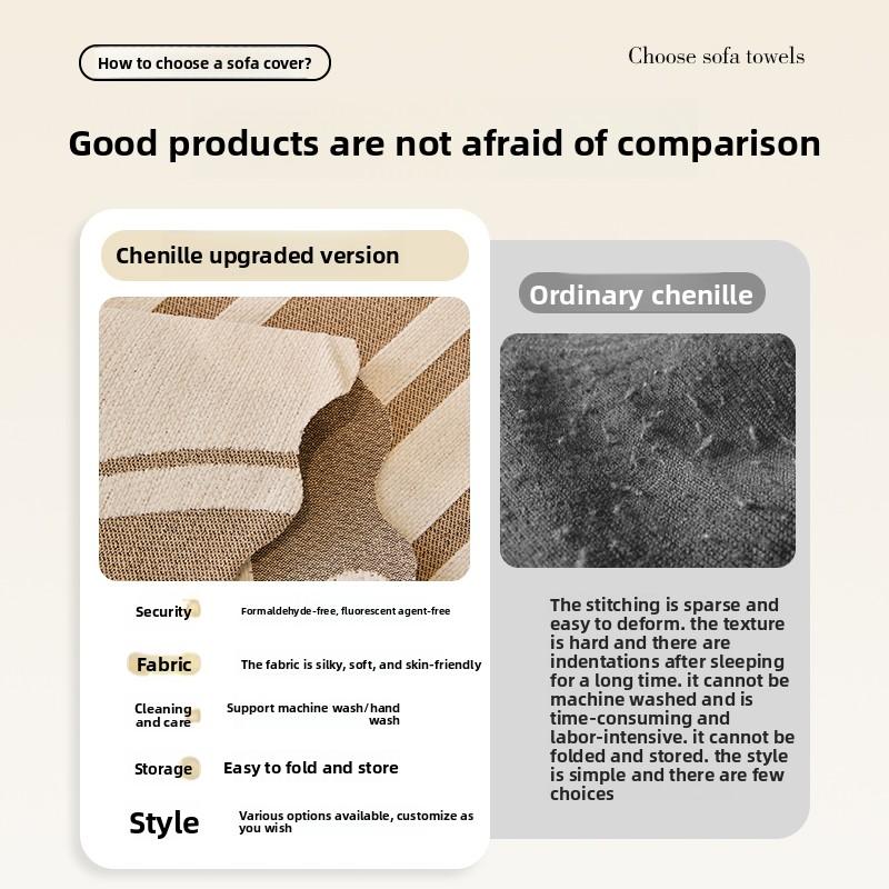 Simple Chenille High and Low Syllable Sofa Cover All-season Sofa Towel A Whole Full Cover Blanket Versatile and Machine Washable