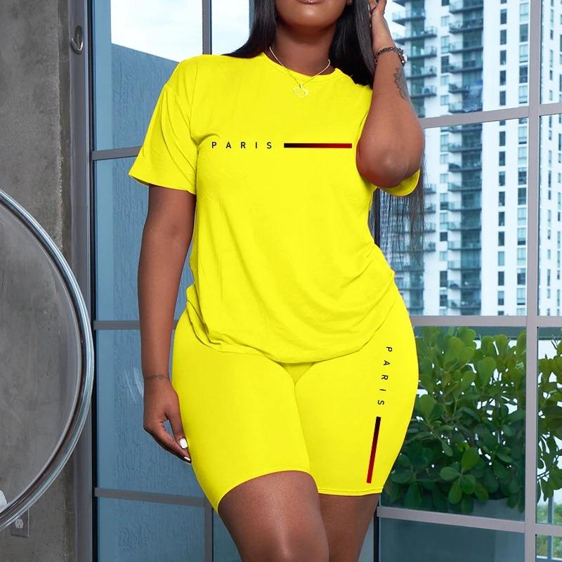 Women's Tracksuit Casual Summer Two Piece Sets Hot Sales Fashion Quality O-Neck Short Sleeve Sports T-Shirts Daily Clothing