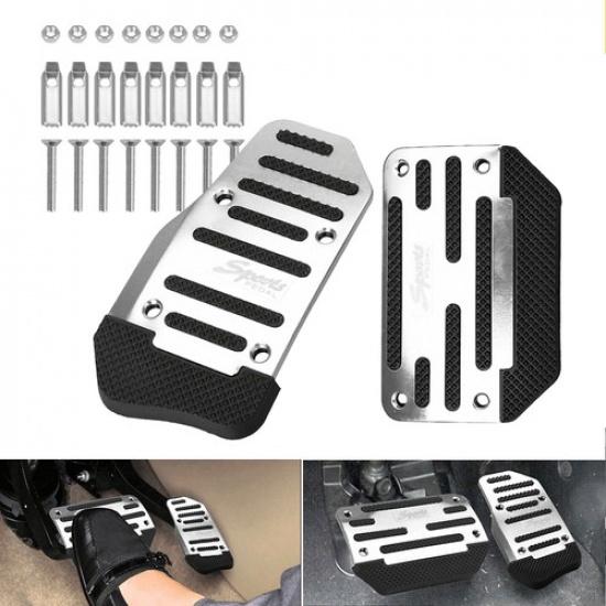 Silver Color Non-Slip Automatic Gas Brake Foot Pedal Pad Cover Car Accessories e