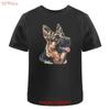 German Shepherd Side Profile Cotton T Shirt Ta047017 Vintage Washed Top For Everyday Wear Slightly Streetwear Fashion Homme