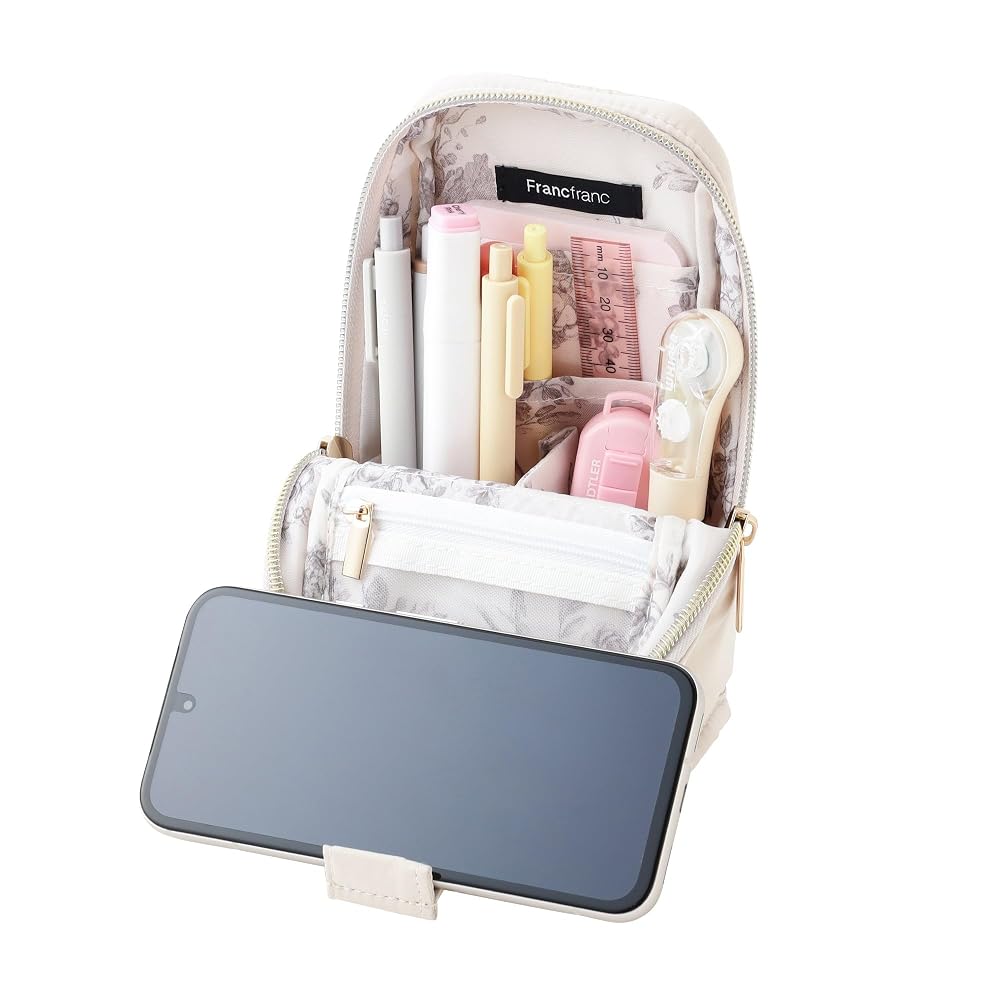 Francfranc Gather Pen & Smartphone Stand Pouch Light Pink Storage for Writing Tools